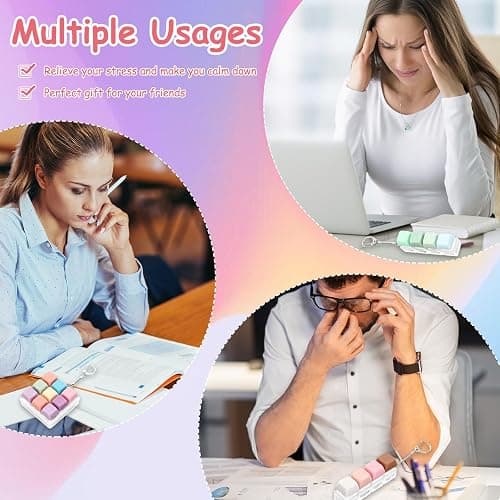 3 Pieces Keyboard Fidget Toy, Decompression Toys Keyboard Clicker Toy with Keychain for Adults to Relieve Stress and Pass Time (Style A) thumbnail 5