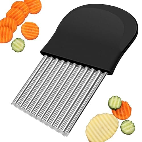 Wellenschneider,14x9,5 cm Riffelmesser Wellenmesser Kinder Wellenschnittmesser Gurkenschneider Pommesschneider Kartoffelschneider Beikost Zubehör Edelstahl für Pommes Kartoffeln Gemüse Obst Gurken - Image 1
