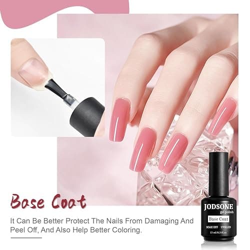 JODSONE 2 Bottles of Top Coat Base Coat Set No Wipe Foundation Combination Bright Surface At Home DIY Nail Salon Girl Gift thumbnail 2