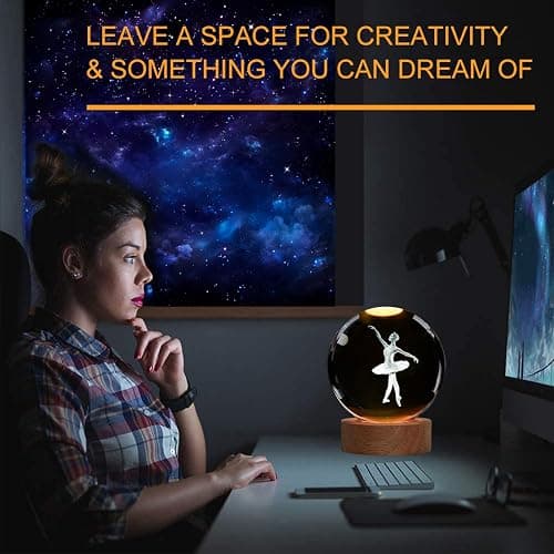 Ballet Night Light, Dance Recital Gifts, K9 3.15 Inch (80mm) Crystal Ball Lamp with 16 Colors Remote Upgraded Lamp for Birthday Xmas Cool Fairygirl Figurines Gifts for Ballerina Girls Room Decor thumbnail 7