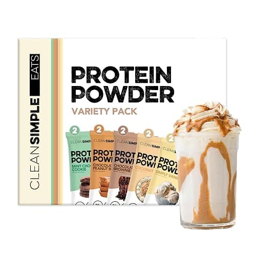 Clean Simple Eats Whey Protein Powder, Variety Pack, Naturally Sweetened Flavors, 100% Grass Fed Protein Powder with Digestive Enzymes & No Artificial Ingredients, Gluten Free, 10 Single Serve Packs - Image 1