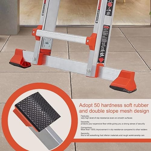 LANBITOU Ladder, A Frame 6 Step Ladder Extension, 22 Ft Anti-Slip Multi Position Ladder, Storage Folding Ladder, 330 lbs Security Load Telescoping Aluminum Ladders for Stairs Home Indoor Outdoor Roof thumbnail 6