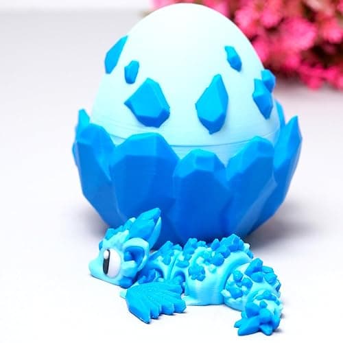 LUYUCUBE Colourful 3D Printed Dragon Egg,Little Dragon Inside Egg,Flexible Realistic Articulated Animal Fidget Toys,Mystery Figurines Gifts,Executive Desk Décor and Festival Collectible (Diamond) thumbnail 8