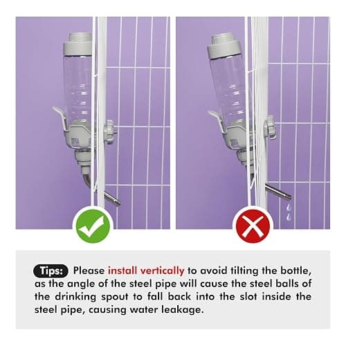 Vannon Dog Water Dispenser for Cage, 34oz Auto Feeding Crate Water Bottle for Dogs, Cats & Rabbits, Pet Nozzle Diameter: 12mm, BPA Free, Grey thumbnail 2
