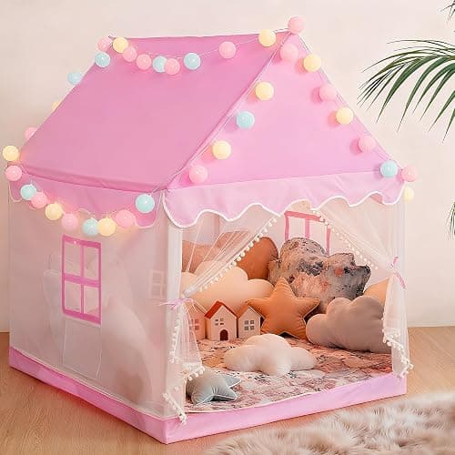 BSHAPPLUS Pink Tent for Kids Indoor, 1 to 3-Year-Old | Durable Oxford Cloth & 15.79mm Thickened Support Poles More Stable, Breathable Window & Inside Pockets, 41"L × 39"W × 50.4"H - Image 1