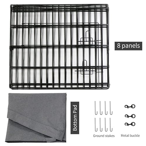 PETIME Foldable Metal Dog Exercise Pen/Pet Puppy Playpen Kennels Yard Fence Indoor/Outdoor 8 Panel 24" W x 24" H with Bottom Pad (with Bottom pad, 8 Panels 24" H) thumbnail 6