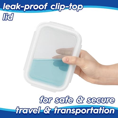 Harbour Housewares Glass Containers with Airtight Lids - 10 Pack - 2 Sizes (1040ml | 370ml) Lunch Box Tubs BPA-Free Meal Prep Containers Reusable Leak Proof Food Storage Tubs, Oven Safe, Freezer Safe thumbnail 7