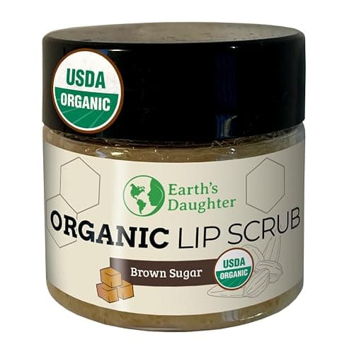 Earth's Daughter Organic Brown Sugar Lip Scrub 0.7 oz - USDA Organic Lip Exfoliator Scrub for Dry Lips - Fair Trade, Brown Sugar, Jojoba Oil, Beeswax, Coconut Oil - Scrubber Exfoliator - Image 1