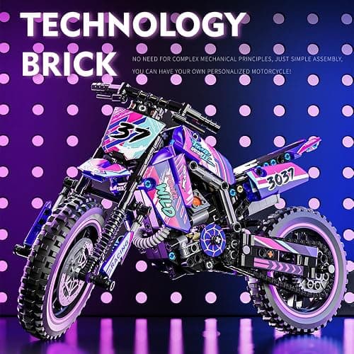 Mesiondy Pink Motorcycle Toy Building Blocks Set,Stem Bricks Sets,Toys Build A Model Motorcycle, (476 Pieces) for Boys Girls & Adults Kids Boys Ages 6 7 8 9 10 11 12+ (red) thumbnail 2