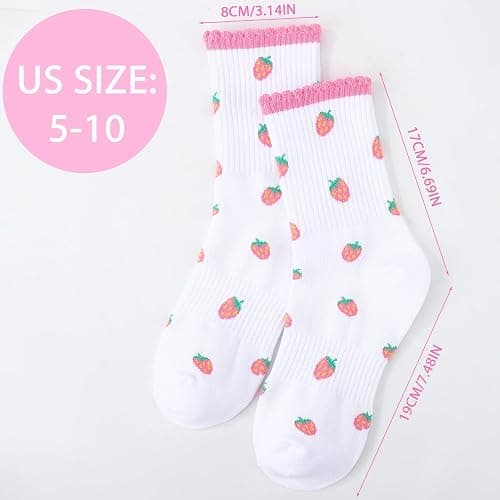 scenicamp 6 Pairs Women Cute Ruffle Crew Socks for Ladies Girls | Colorful Hearts Socks, Frilly Design, Breathable Comfortable Cotton Material, Ribbed, Casual Daily Wear, Size 5-10 thumbnail 3