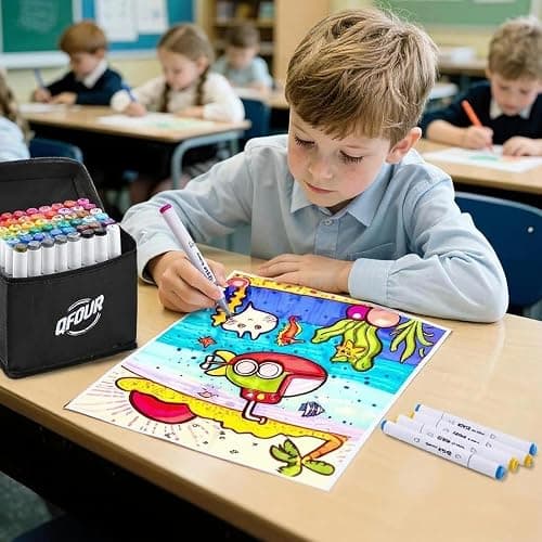QFOUR Alcohol Markers Brush Tip, 122Pcs Coloring Markers Set, Brush & Chisel Tip Drawing Art Pens for Adults and Kids Coloring Illustration, Sketching, Drawing, Card Making thumbnail 8