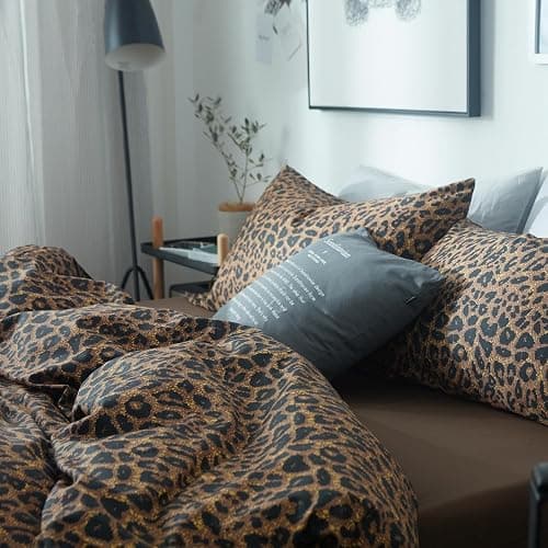 Lanqinglv Bettwäsche 200x200 Leoparden Braun Leo Bettwäsche aus Microfaser | Aesthetic ÖKO-TEX Bettwäsche Set Sexy Bettbezug mit Reißverschluss und 2 Kissenbezug 80x80,Wendebettwäsche für Allergiker thumbnail 5