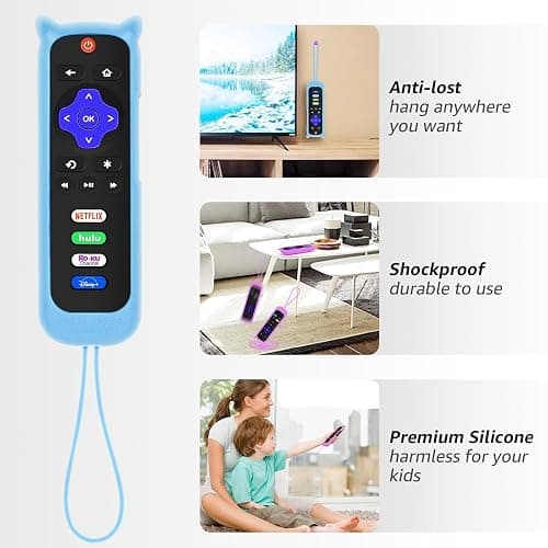 3Pack Remote Cover for Roku, Compatible with Hisense/TCL Roku TV Steaming Stick/Express, Silicone Protective Controller Universal Sleeve Skin Glow in The Dark Purple Blue Pink thumbnail 4