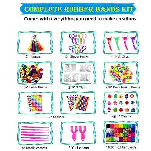 YITOHOP 12080+ Loom Bands Set, Rubber Bands for Bracelet Making Kit, DIY Arts & Crafts Idea, Friendship Bracelet Birthday Gift Kits for Kids Girls Boys Creative Art Crafts thumbnail 3