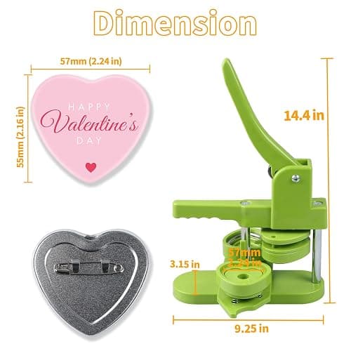 MK.Bear Heart Button Maker Machine DIY Gift, Installation-Free Button Maker Press Machine, Pin Button Making Machine with Free 100 Sets Heart Button Making Supplies & Circle Cutter & Magic Book(Green) thumbnail 2