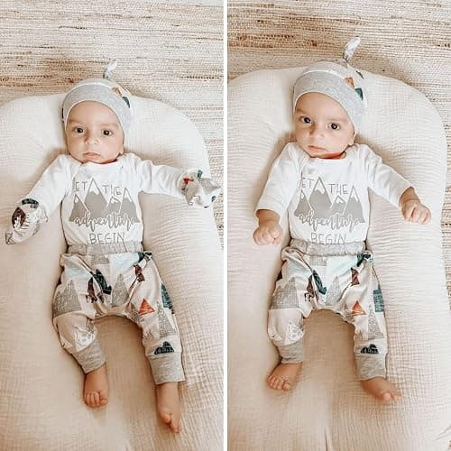 Aalizzwell Newborn Baby Boy Long Sleeve Outfit for Fall Winter thumbnail 2