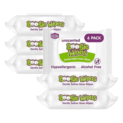 Boogie Wipes Gentle Saline Nose Wipes - 180 Count | Unscented, Hypoallergenic & Alcohol-Free - Made with Natural Saline, Aloe, Chamomile & Vitamin E - Diaper Bag Essential - Image 1