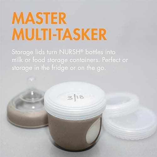 Boon Nursh Baby Bottle Gift Set - Baby Feeding Essentials for New Moms - Includes 4 Oz and 8 Oz Baby Bottles, Storage Lids, Fast Flow Nipples, Storage Buns, Straw Lid, and Mod Baby Bottle Brush Set thumbnail 6