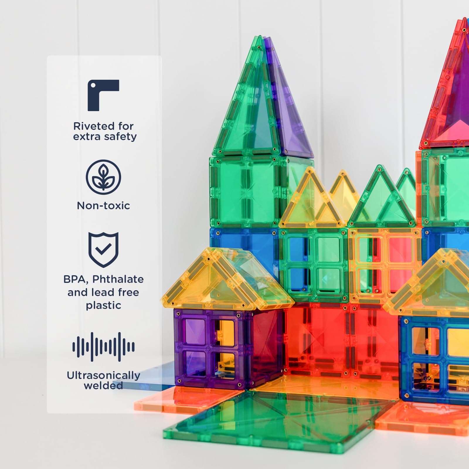 CONNETIX Magnetic Tiles Rainbow Creative Pack, 102 Pieces thumbnail 3