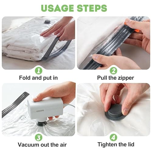 Mapambo Vacuum Storage Bags with -60000Pa USB Pump, 15 Pack Vacuum Seal Bags for Clothing Travel in 3 Sizes, Travel Vacuum Bags with Pump, Saving up to 80% of Luggage Space (15 Combo Size) thumbnail 9