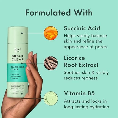 Rael Toner for Face, Miracle Clear – Daily Toner with Succinic Acid, Vitamin B5, Hydration, Korean Skin Care (5.1 oz) thumbnail 4