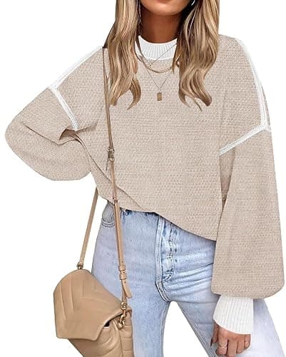 Fall Clothes for Women 2025 Trendy Fashion Oversized Sweaters Color Block Long Sleeve Knited Pullover Tops Winter Outfits - Image 1