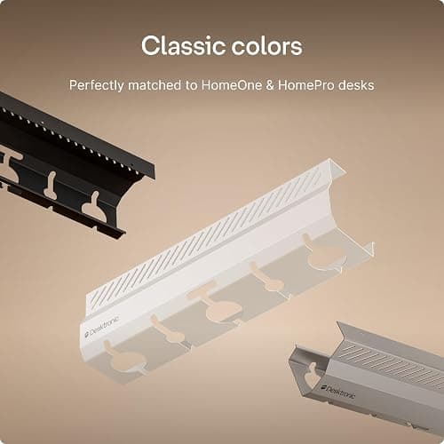 Desktronic Cable Duct Desk White Set of 2 - Stainless Steel Cable Management Desk Cable Duct with 5 Cable Cut-Outs - Easy to Install Cable Organiser - Cable Holder thumbnail 8