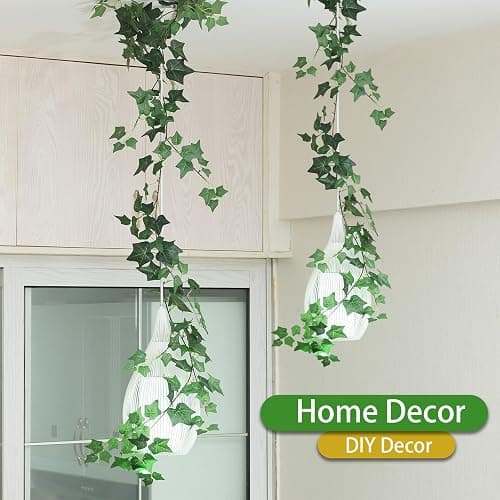 mizii 2 Strands Artificial Vines Ivy Garland 79" Fake Vine with Silk Green Leaves Faux Hanging Plants Greenery Decoration for Outdoors Party Wedding Indoor Mantle Bedroom Home Decor (Ivy) thumbnail 7