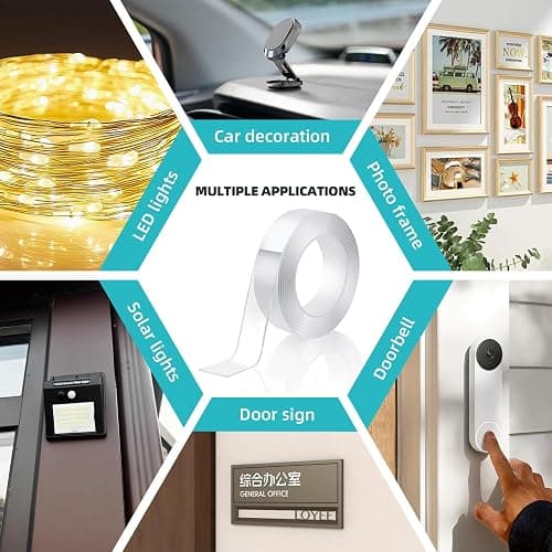 P7yaumy Double Sided Tape Heavy Duty 0.75in×20ft, Nano Tape Double Sided, Removable Traceless Two Sided Adhesive Tape, Clear Mounting Tape Double Sided Tape for Walls, Hanging Picture,Poster,Carpet thumbnail 6