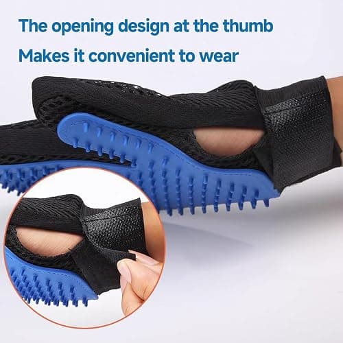 NVNAN Pet Hair Removal Glove for Dogs & Cats, 2-in-1 Deshedding Brush & Massage Mitt - Grooming Gloves for Shedding Control, Bathing and Washing, Safe for Short/Long Hair Pets 2-Pack (Blue) thumbnail 7