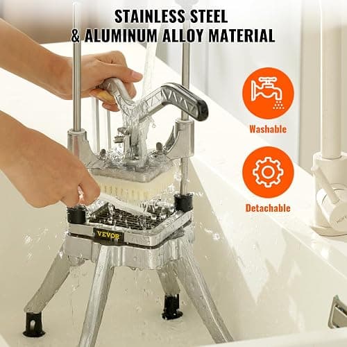VEVOR Commercial French Fry Cutter, 4 Blades Lever Vegetable Chopper | 1/2”, 3/8”, 1/4”, 6-Wedge Slicer, 420J Stainless Steel Blades, Potato Dicer & Fruit Lever Cutter, for Dining and Home Kitchen thumbnail 8