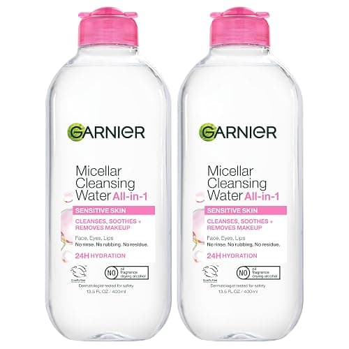 Garnier Micellar Water, Hydrating Facial Cleanser & Makeup Remover, Suitable for Sensitive Skin, Vegan, Cruelty Free, 13.5 Fl Oz (400mL), 2 Count - Image 1