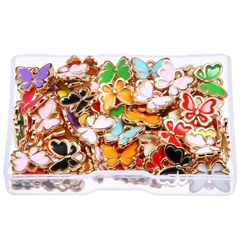 Hicarer 100 Pieces Colorful Butterfly Charms for Jewelry Making Alloy Pendant Jewelry Butterfly Charm for Necklaces Bracelets Earrings DIY Supplies thumbnail 5