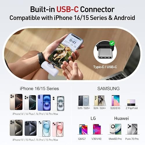 iWALK Portable Charger 5500mAh Next-Gen Small Power Bank 22.5W Fast Charging Battery USB-C Portable Phone Charger for iPhone 17/16/15 17 Plus 17 Pro Max iPad, Samsung Galaxy S25 S24 S23 Android, Pink thumbnail 3