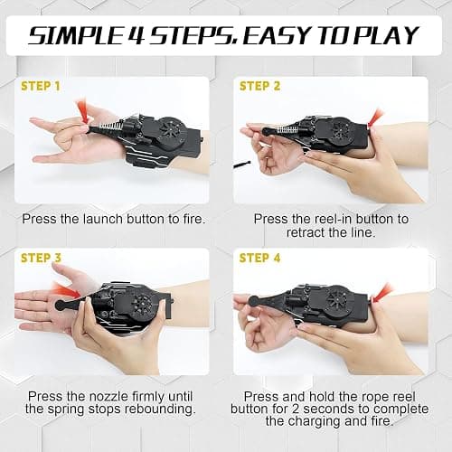 Preympia Spider Web Shooter with Gloves - 8FT Web Launcher for Kids, Spider Silk Slinger Wrist Toy for Superhero Funs (Black) thumbnail 4