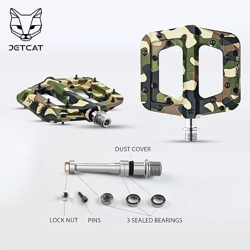 JETCAT Mountain Bike Pedals Flat - MTB Pedals Flat, Bicycle Pedals for BMX/MTN/Road/Gravel/EBike, BMX Pedals, Platform Pedals, Adults & Kids Bike Replacement Upgrades Parts 9/16 thumbnail 6