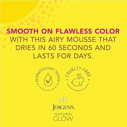Jergens Natural Glow Instant Sun Body Mousse, Self Tanner for Deep Bronze Tan, Sunless Tanning Body Bronzer for Natural Looking Color Instantly, 6 Oz thumbnail 6