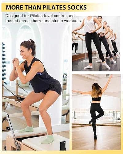 Aoliks 6 Pairs Pilates Grip Socks for Women, Non-slip Yoga Athletic Socks for Barre Ballet Barefoot Workout Hospital thumbnail 3