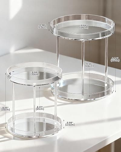 Lolalet 360 Degree Rotating Acrylic Perfume Organizer Stand, 2 Tiers Clear Perfumes Holder Display Rack, Makeup Skincare Organization for Vanity Bathroom Countertop -Large, Clear thumbnail 3