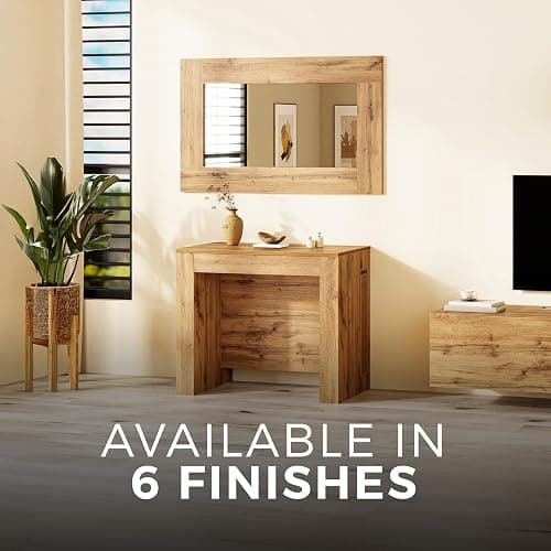 Mobili Fiver, Easy, Extendable Console Table with Extension Leaves Holder, 17.7(120.1) x35.4 in, Rustic Oak, Made in Italy thumbnail 7