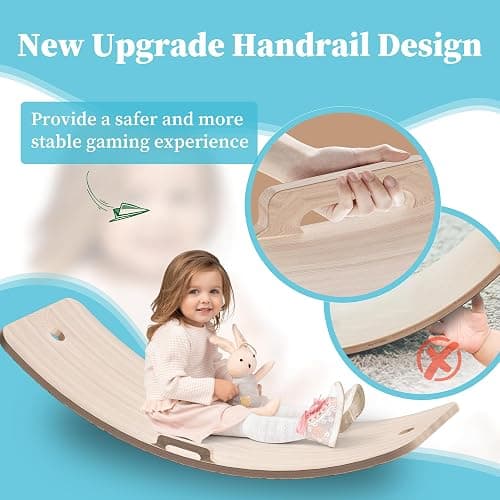 Wooden Wobble Balance Board Kids, 27 Inch Balance Board Toddlers with Natural Wood Board with Rope for Indoor&Outdoor Exercise, Open Ended Learning Toy for Body Training, Birthday thumbnail 2