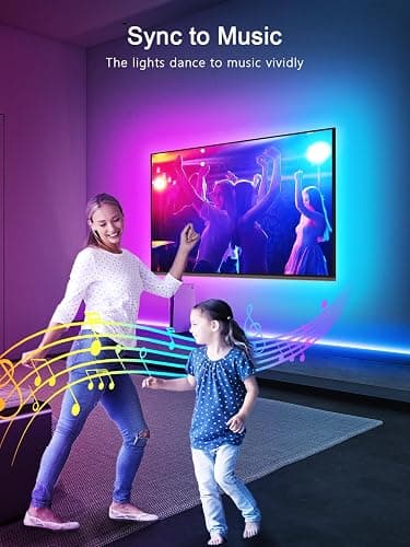GIPOYENT TV LED Backlight,Sync to Music LED Strip Lights for 56-80 inch TV, LED TV Lights with Bluetooth Function,Led Lights for Bedroom RGB Colors Changing for Home Theater Non-Waterproof (16.4ft) thumbnail 5