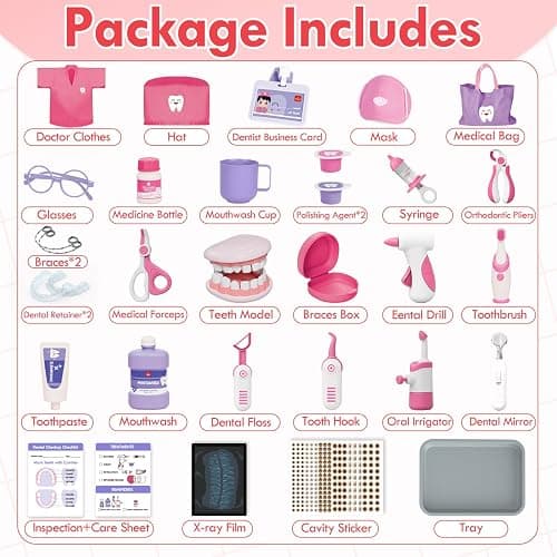 Lehoo Castle Doctor Kit for Toddlers 3-5 Girls, Kids Dentist Play Set, Toys for 3 4+ Year Old Girls, Pretend Play for Toddlers, Kids Doctor Playset, Medical Kits for Boys 3 4 5 thumbnail 7