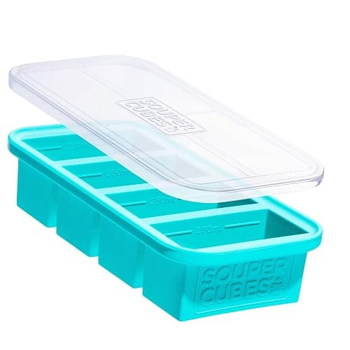 Souper Cubes 1 Cup Silicone Freezer Molds - Soup Cubes Perfect for Freezing Broth, Rice, Leftovers and More - Silicone Freezer Trays with Lids for Meal Prep - Aqua - 1-Pack - Image 1