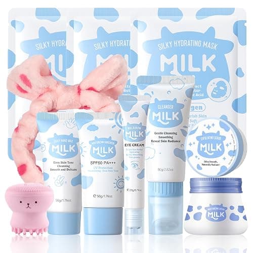 Milk Skincare Sets For Teen Girls 10-12 - Gentle Milk Skin Care for Kids / Girls Ages 8-12 - Skincare for Kids Daily Dryness Protection, Moisturizing, Cleaning, Nourishing, Christmas Gifts 11pcs - Image 1