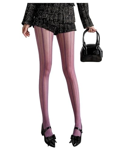 Milumia Women's Striped Pattern Lace Tights Sexy Sheer Mesh Pantyhose Stockings - Image 1