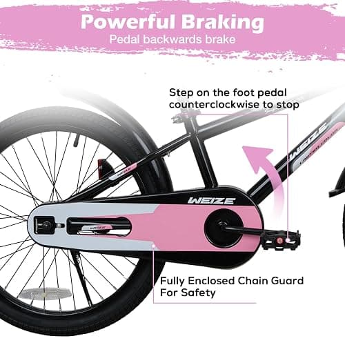 WEIZE Kids Bike, 16 20 Inch Children Bicycle for Boys & Girls Ages 4-12 Years Old, Rider Height 41-62 Inch, Adjustable Seat & Handlebars, Coaster Brake, Multiple Color Options thumbnail 3