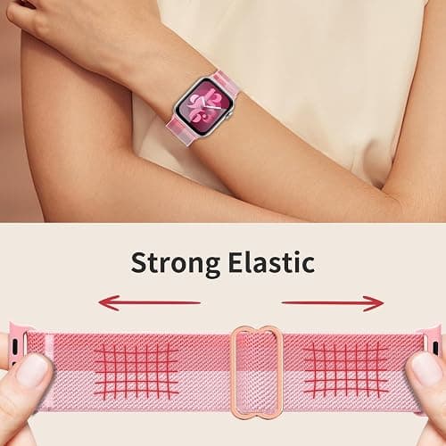 Chinber Stretchy Band Compatible with Apple Watch 38mm 40mm 41mm 42mm 44mm 45mm 49mm for Women,Gradient Color Nylon Adjustable Straps for iWatch Series 9 8 7 6 SE 5 4 3 2 1 Ultra Ultra 2 thumbnail 4