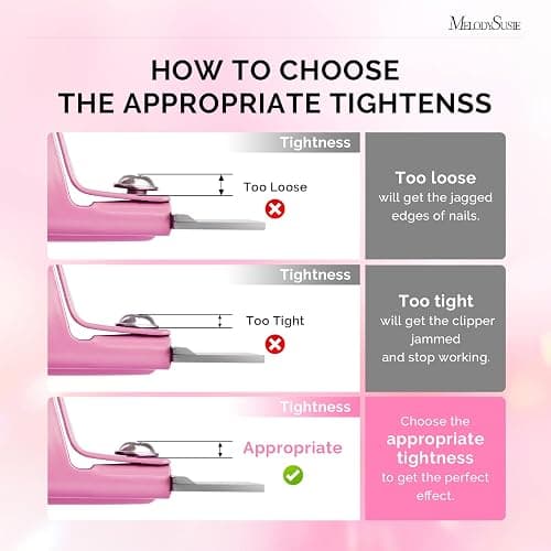 MelodySusie Acrylic Nail Clippers with 15pcs Magnet Sizers, Professional Nail Clippers Cutters for Long Acrylic Gel Nails Tips, Adjustable Stainless Nail Trimmer, Manicure Tool for Salon Home, Pink thumbnail 5