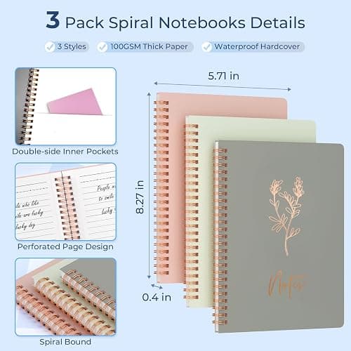 Nicpro 50PCS Cute Spiral Notebook Stationary Set For Women, Bible Journal Set, 3PCS A5 Spiral Notebook, Gel Pens, Sticky Notes & Tabs, Gift Box, Mechanical Pencils for Study Aesthetic School Supplies thumbnail 2